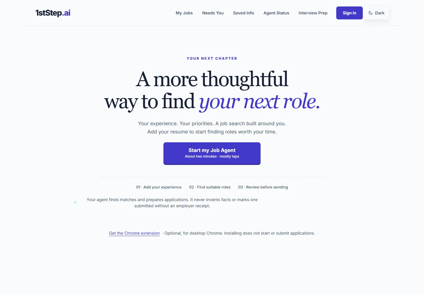1stStep Job Agent public introduction and starting point for a job search