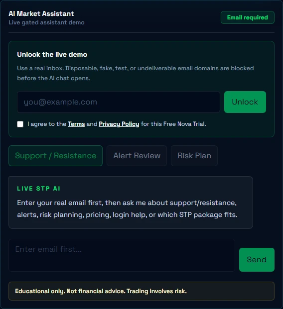 Nova market assistant public email access screen